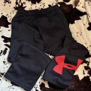 Under Armour Kids Black Joggers with Red Logo